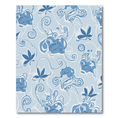 Cerulean Swirl Floral Abstract Rug