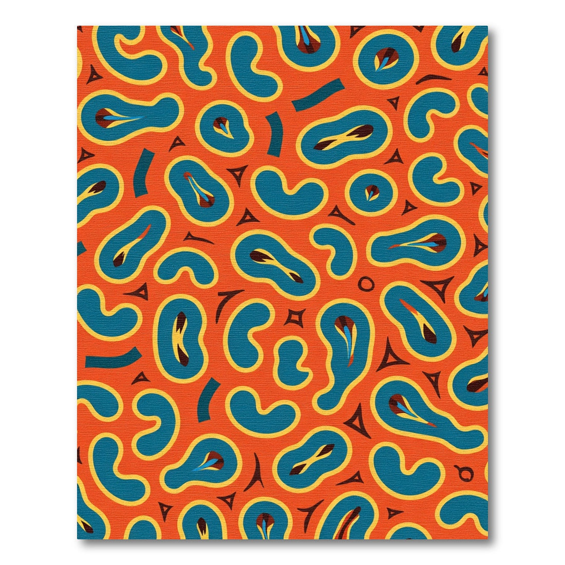Retro Blue Organic Blob Composition Rug