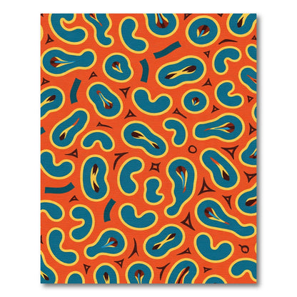 Retro Blue Organic Blob Composition Rug