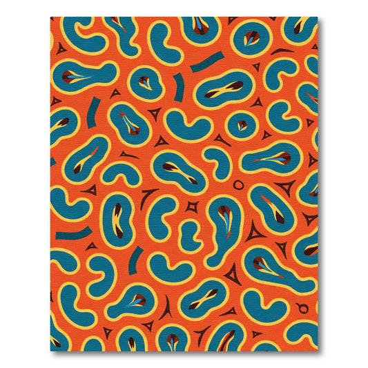 Retro Blue Organic Blob Composition Rug
