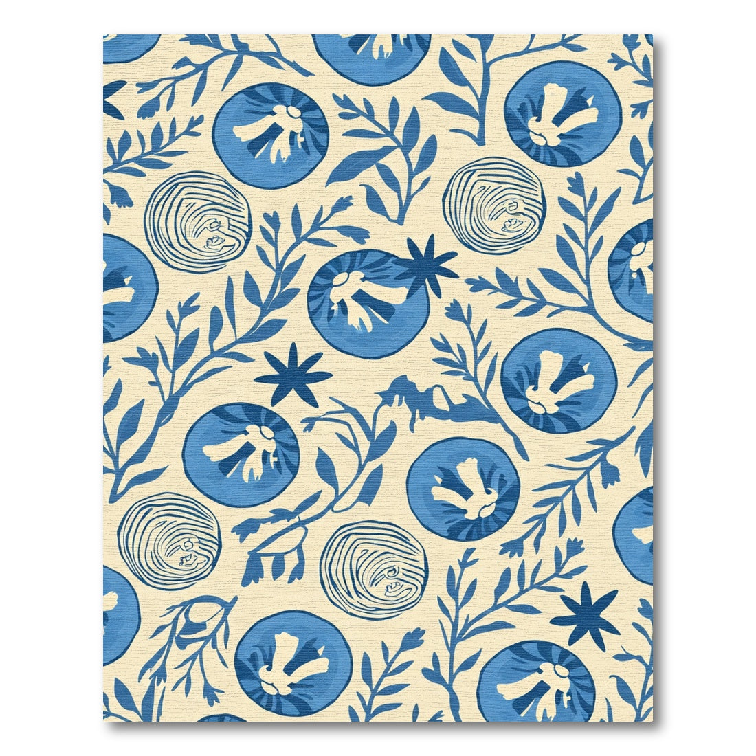 Blue Floral Vine Medallion Rug