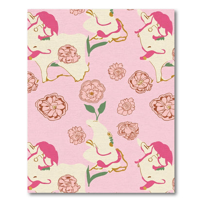 Whimsical Pink Floral Unicorn Meadow Rug