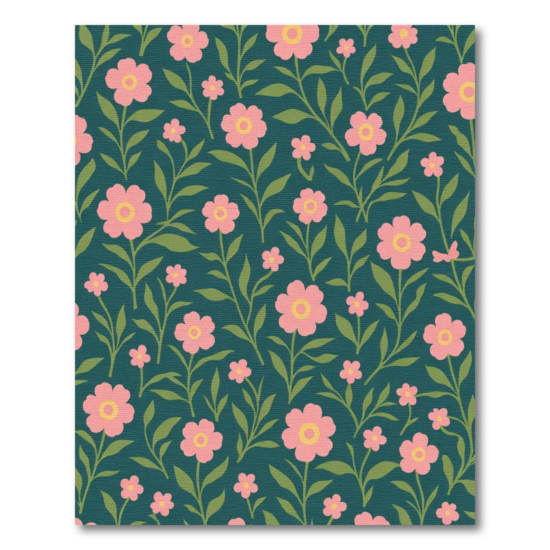 Pink Floral Vines On Teal Background Rug