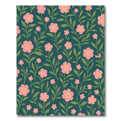 Pink Floral Vines On Teal Background Rug