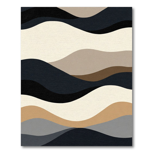 Modern Abstract Earthy Wavy Layers Rug