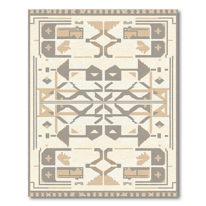 Neutral Tan Geometric Tribal Abstract Rug