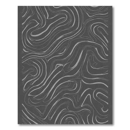 Dark Gray White Swirl Abstract Rug