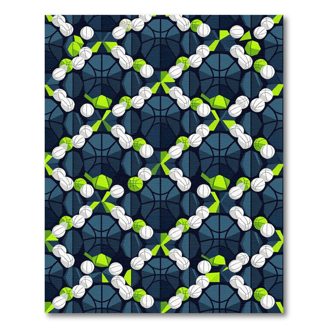 Geometric Blue Basketball Court Graphic Rug