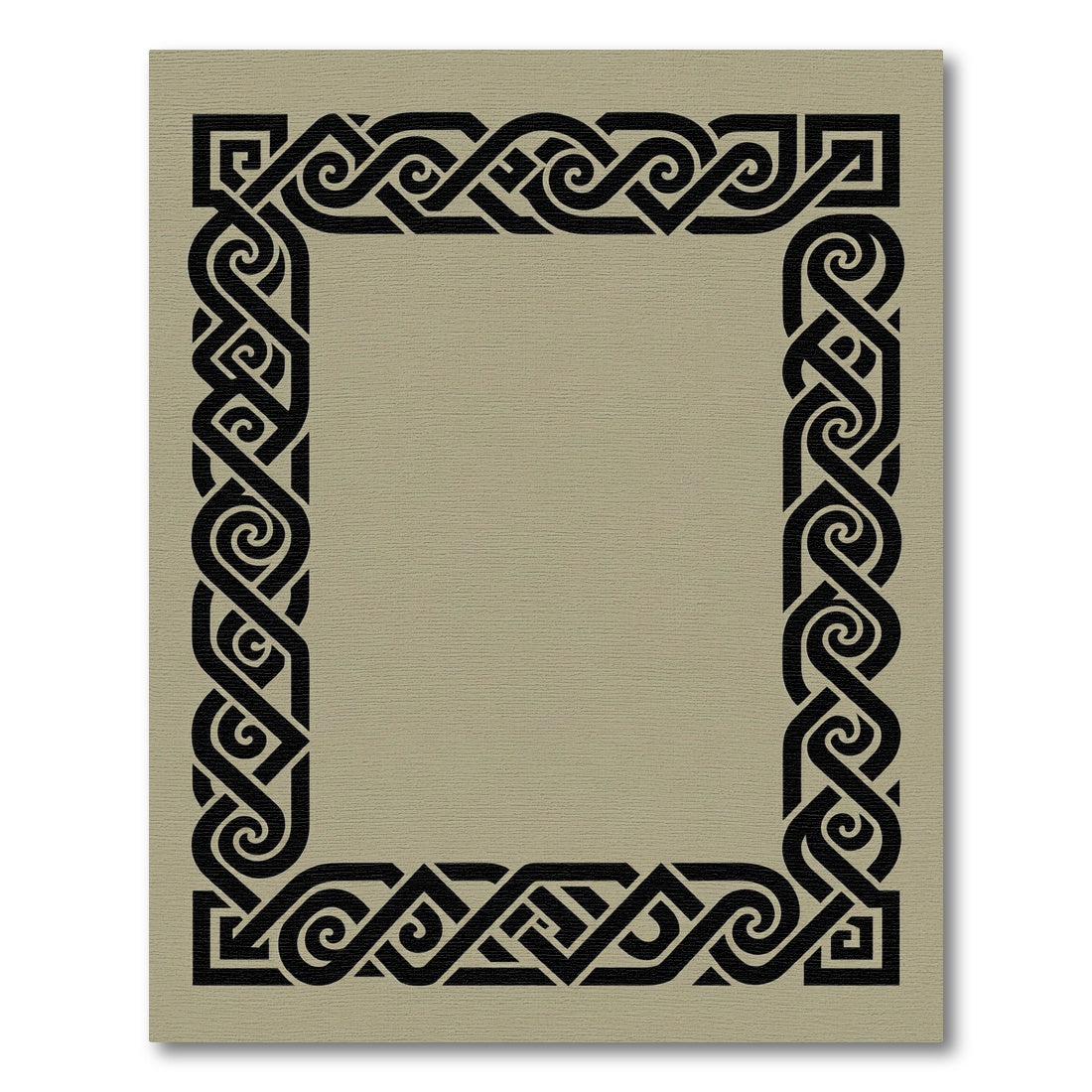 Bold Black Interlocking Knot Border Rug