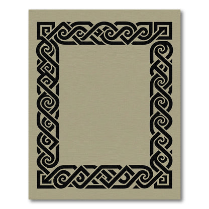 Bold Black Interlocking Knot Border Rug