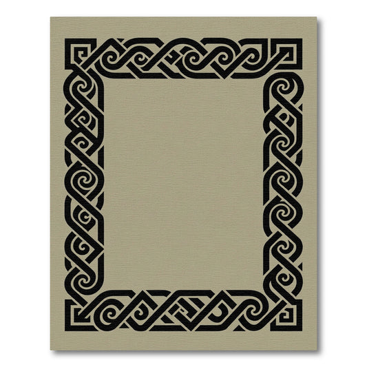 Bold Black Interlocking Knot Border Rug