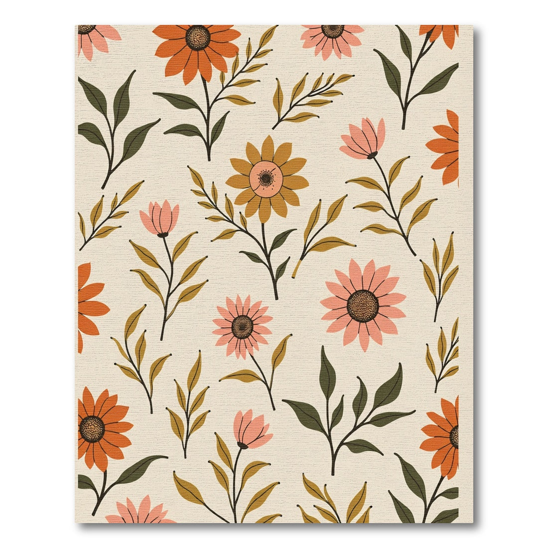 Retro Floral Bloom Garden Rug
