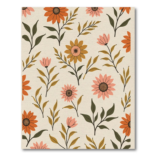 Retro Floral Bloom Garden Rug