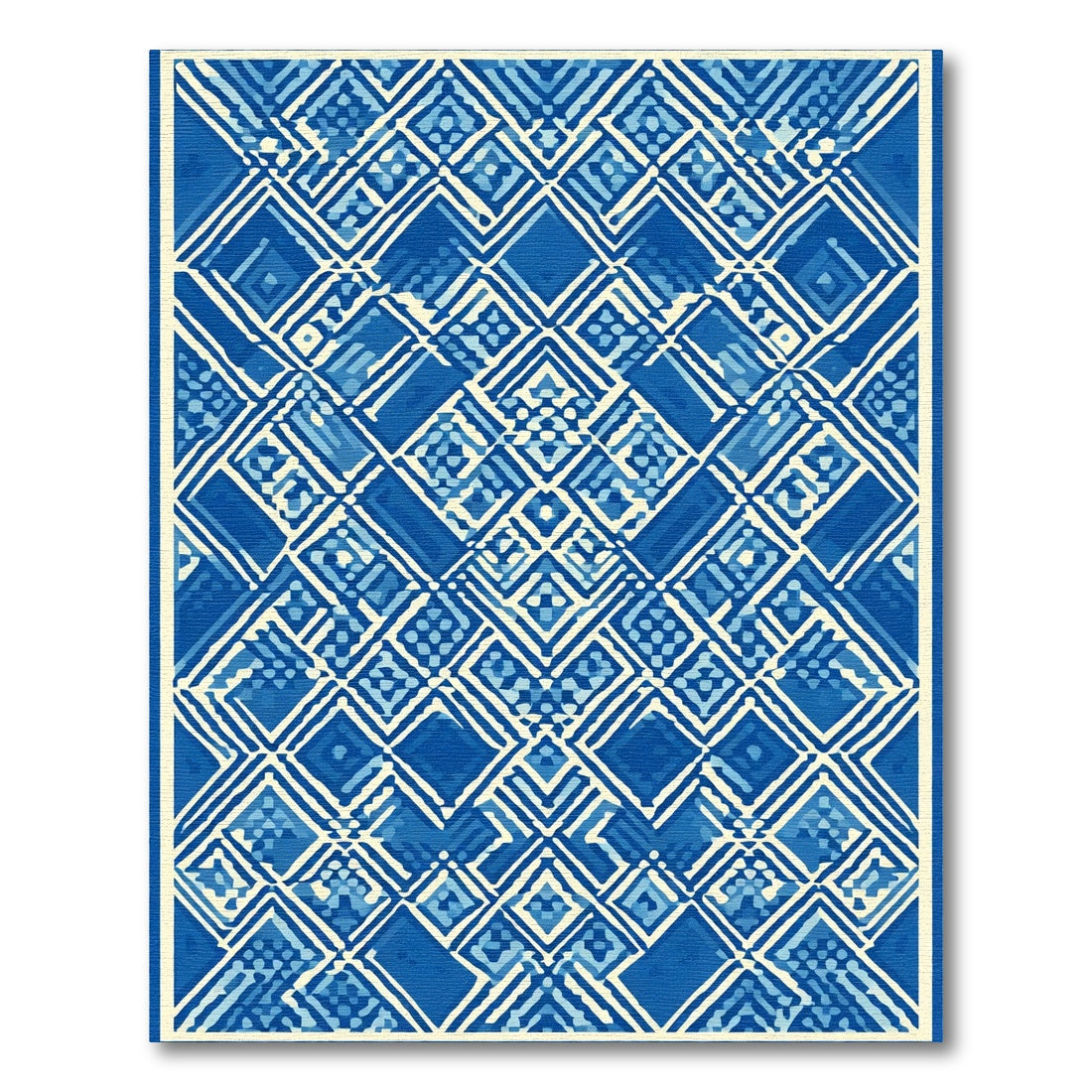 Abstract Blue Diamond Geometric Layered Rug