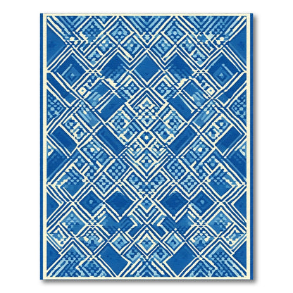Abstract Blue Diamond Geometric Layered Rug