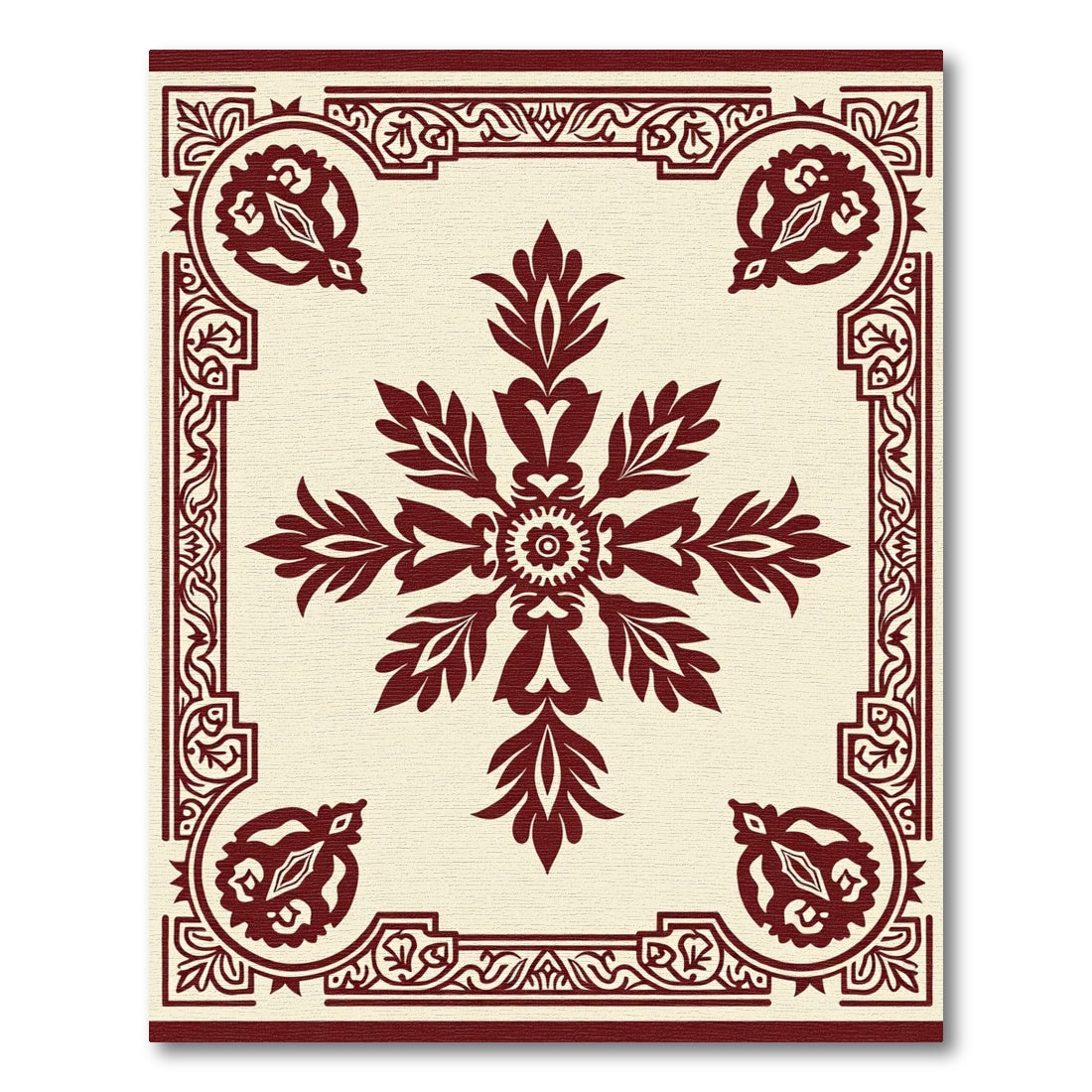 Crimson Laurel Bloom Border Rug