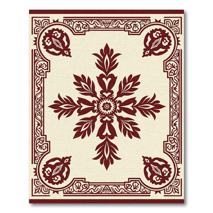Crimson Laurel Bloom Border Rug