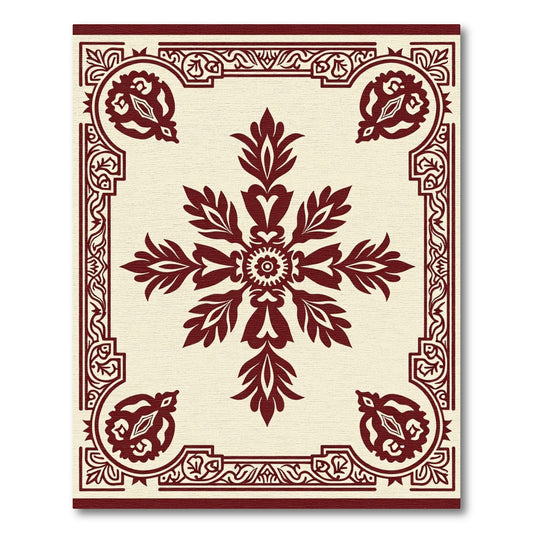 Crimson Laurel Bloom Border Rug