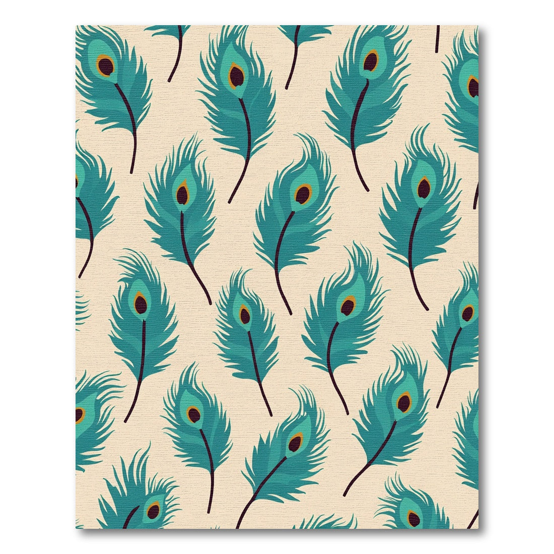 Teal Feather Eye Cream Rug