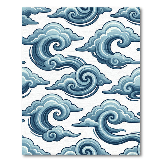 Serene Azure Cloud Swirl Art Rug