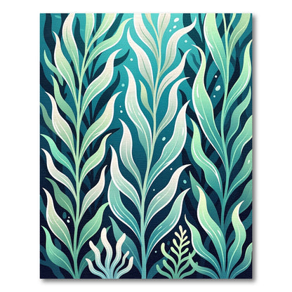 Lush Green Teal Botanical Seaweed Rug