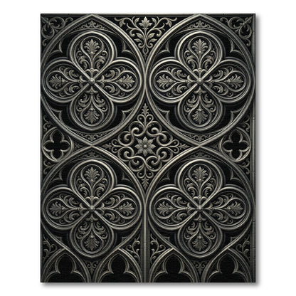 Ornate Silver Gothic Quatrefoil Rug