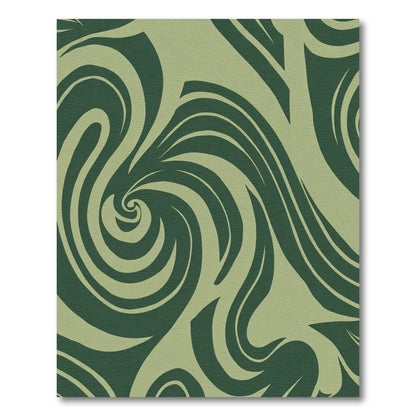 Earthy Green Swirl Flow Rug