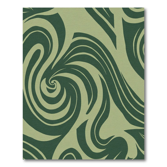 Earthy Green Swirl Flow Rug