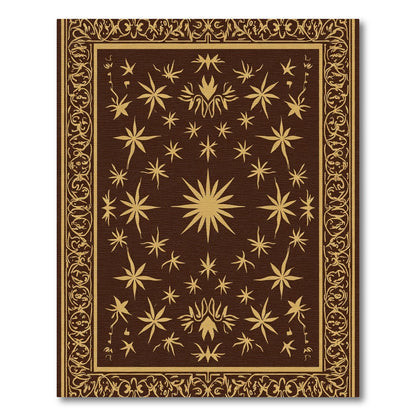 Brown Gold Starburst Medallion Border Rug